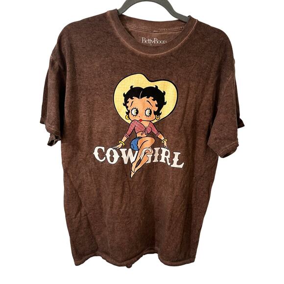 Betty Boop Cowgirl Vintage Vibe Tie Dye Brown T Shirt, size L - Picture 1 of 6